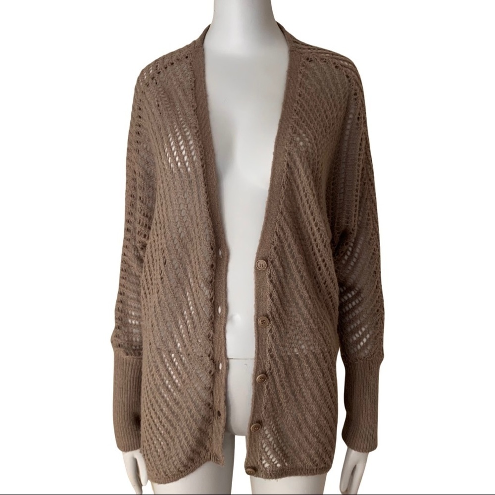 TROUVE Nordstrom Boyfriend Cardigan Sweater Open Weave Mauve Loose Fit Knit